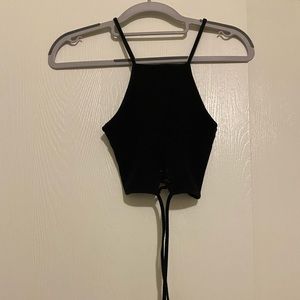 Black String Crisscross Crop Top
